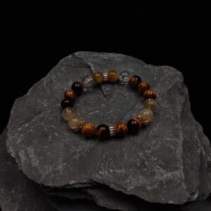 10mm yellow tiger's eye clear quartz, 31 grams, 16cm 17cm in diameter.