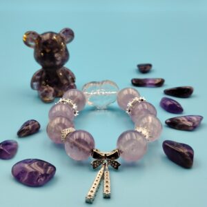 16mm lavender amethyst and white crystal fox pendant, 14k gold plated accessory, 92g, 16cm 17cm inner diameter