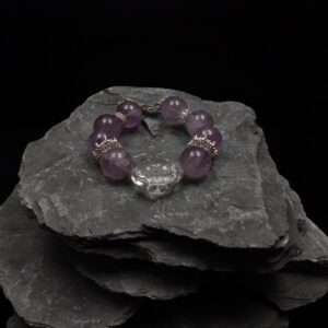 16mm lavender amethyst and white crystal fox pendant, 14k gold plated accessory, 92g, 16cm 17cm inner diameter