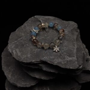 10mm green phantom quartz, four seasons phantom quartz, lemon yellow, white crystal, blue chalcedony, 14k gold plated accessories, 33 grams, 16cm 17cm inner diameter