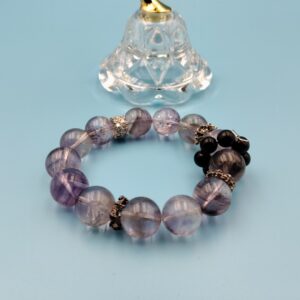 14mm brazilian amethyst obsidian running ring with 14k gold plated accessories, 48 ​​grams, ring size 16cm 17cm.