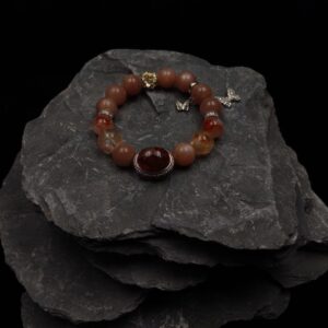 12mm sunstone yellow gypsum flower, red gypsum flower magic box, 14k gold plated frame, 43 grams, 16cm 17cm in diameter.