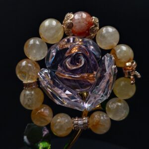 13mm yellow and red lacquer flowers, 14k gold plated accessories, cubic quartz, 45.4 grams, 16cm 17cm in diameter.