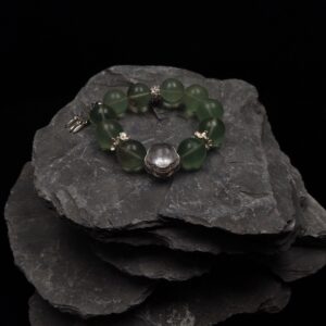 16mm green fluorite, clear crystal magic box, 14k gold plated accessory, 80g, inner ring 16cm 17cm